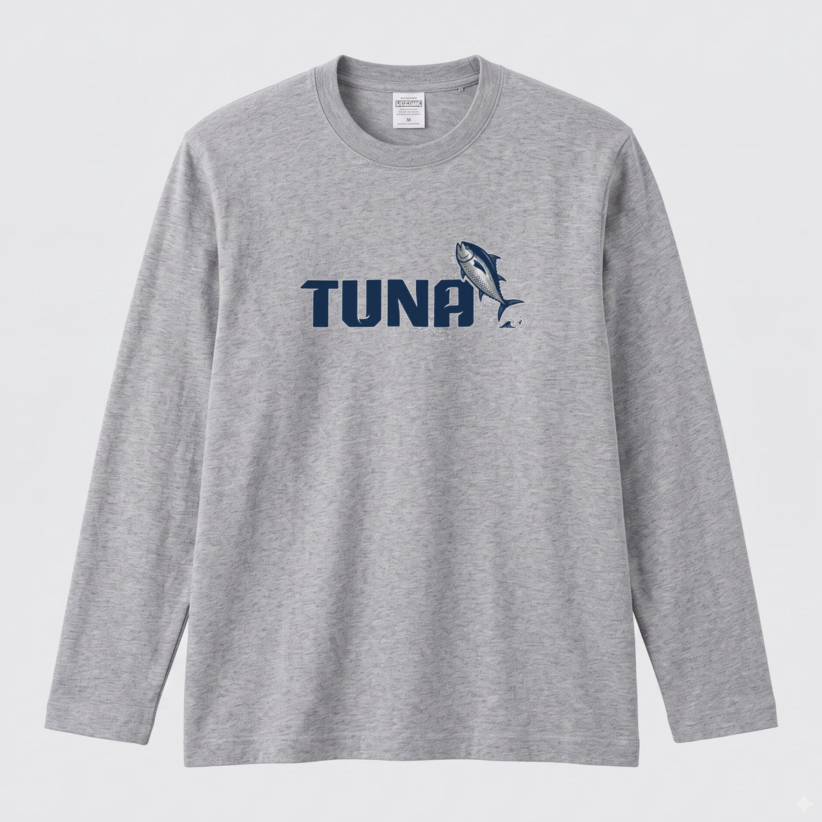 TUNA | 鮪 マグロ イラスト 英字 シンプル ワンポイント 長袖Tシャツ【釣り男子・釣りガール・ストリート・ギフト】