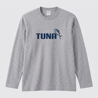 TUNA | 鮪 マグロ イラスト 英字 シンプル ワンポイント 長袖Tシャツ【釣り男子・釣りガール・ストリート・ギフト】