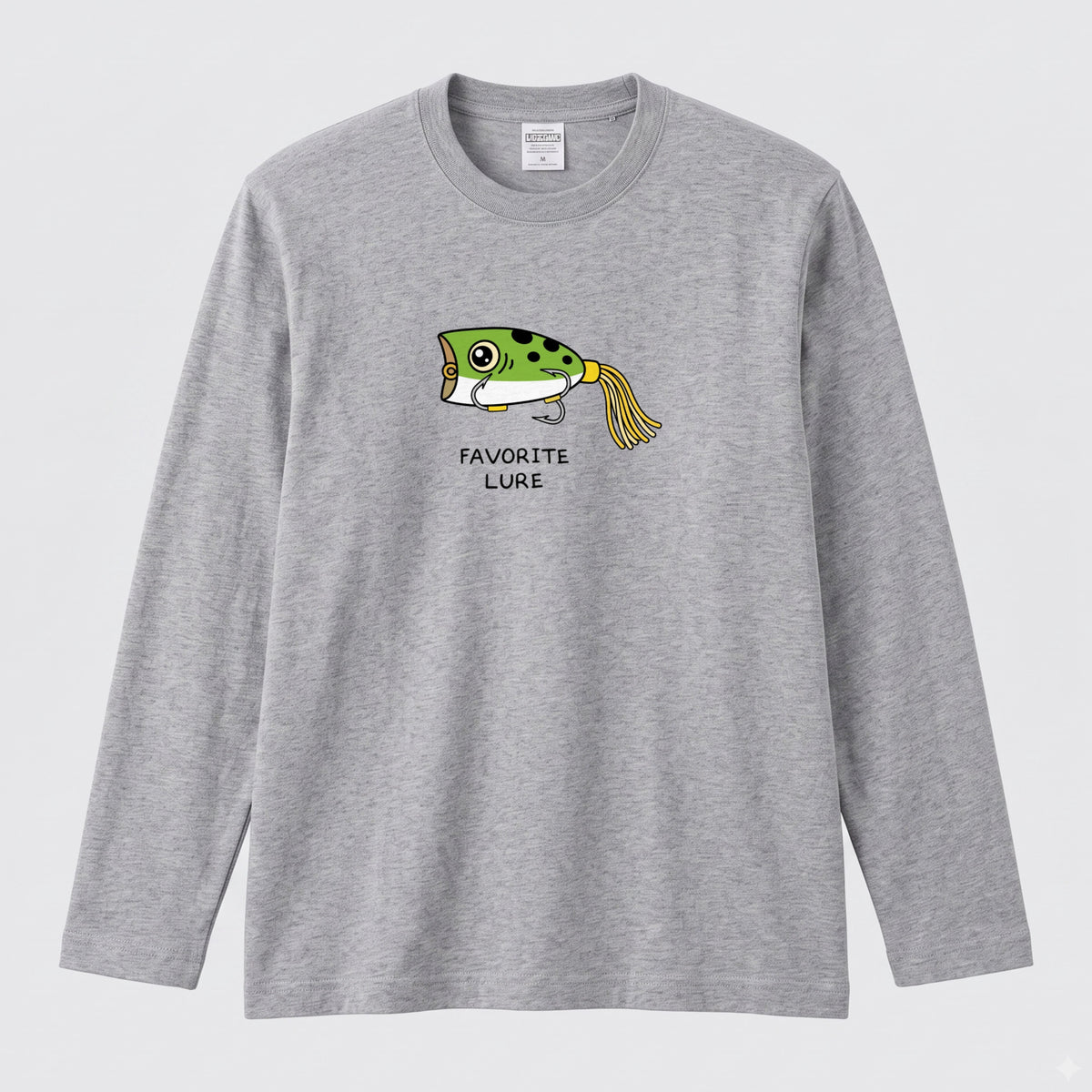 FAVORITE LURE | ポッパー ルアー 釣り かわいい ポップ イラスト グラフィック 長袖Tシャツ【釣り雑貨・バス釣り・カジュアル・ギフトに最適】