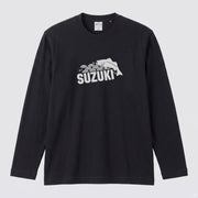 SUZUKI | スズキ 魚 和柄 波 イラスト 英字 ワンポイント 長袖Tシャツ【釣り男子・釣りガール・ストリート・ギフト】