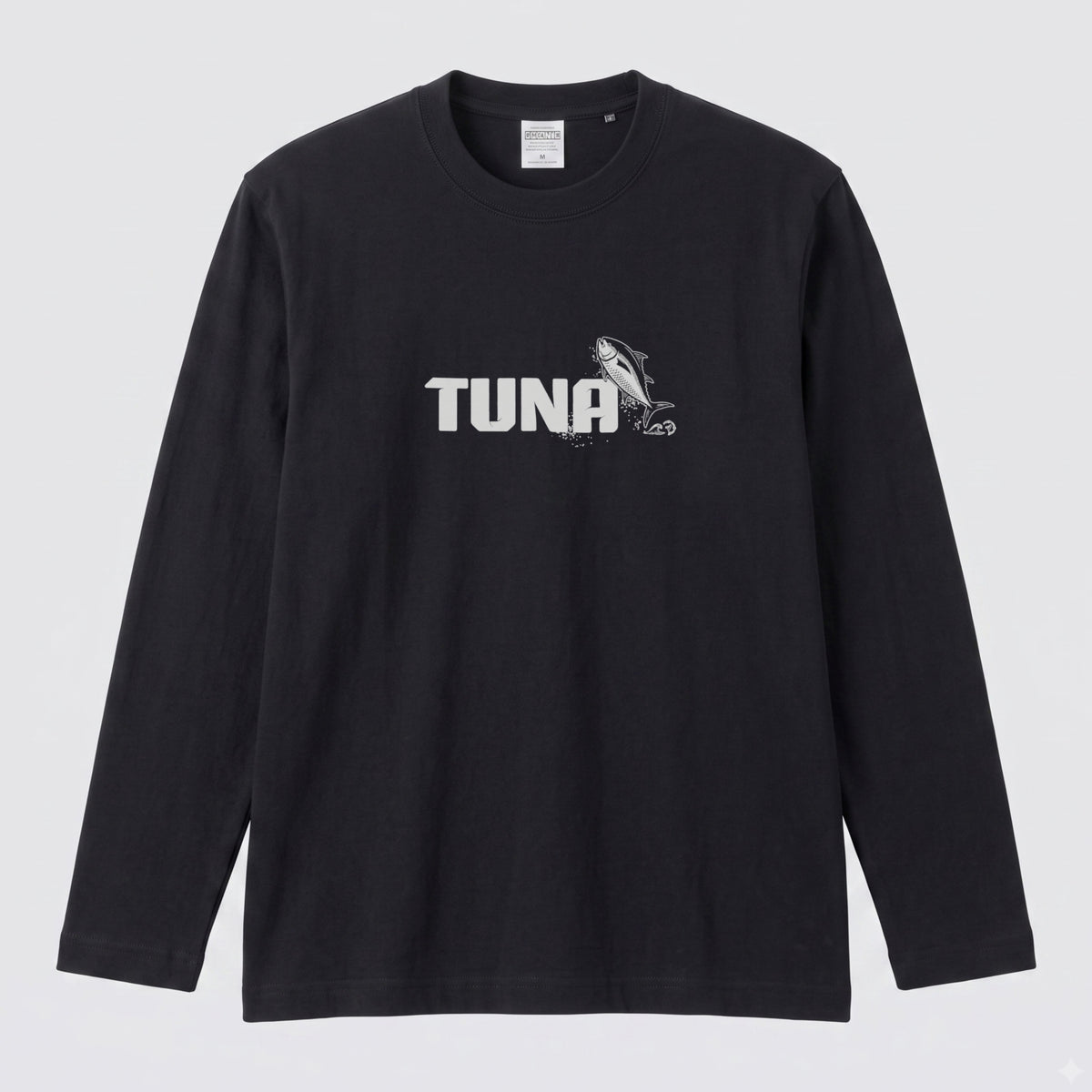 TUNA | 鮪 マグロ イラスト 英字 シンプル ワンポイント 長袖Tシャツ【釣り男子・釣りガール・ストリート・ギフト】