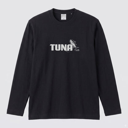 TUNA | 鮪 マグロ イラスト 英字 シンプル ワンポイント 長袖Tシャツ【釣り男子・釣りガール・ストリート・ギフト】