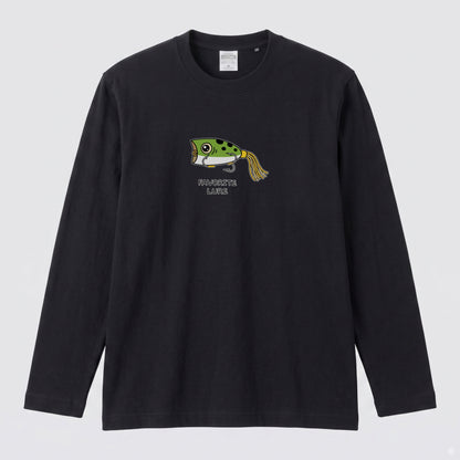 FAVORITE LURE | ポッパー ルアー 釣り かわいい ポップ イラスト グラフィック 長袖Tシャツ【釣り雑貨・バス釣り・カジュアル・ギフトに最適】