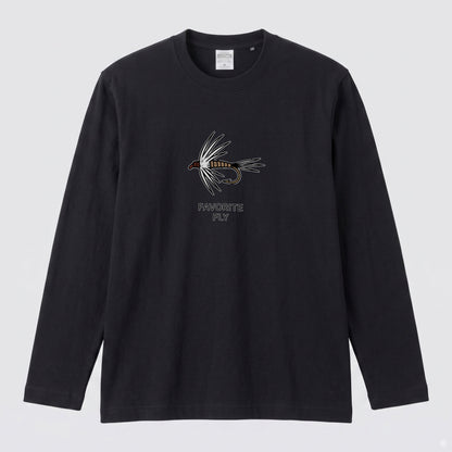 FAVORITE FLY | 釣り 毛針 ルアー イラスト ワンポイント シンプル 長袖Tシャツ【釣り男子・釣りガール・ルームウェア・ギフト】