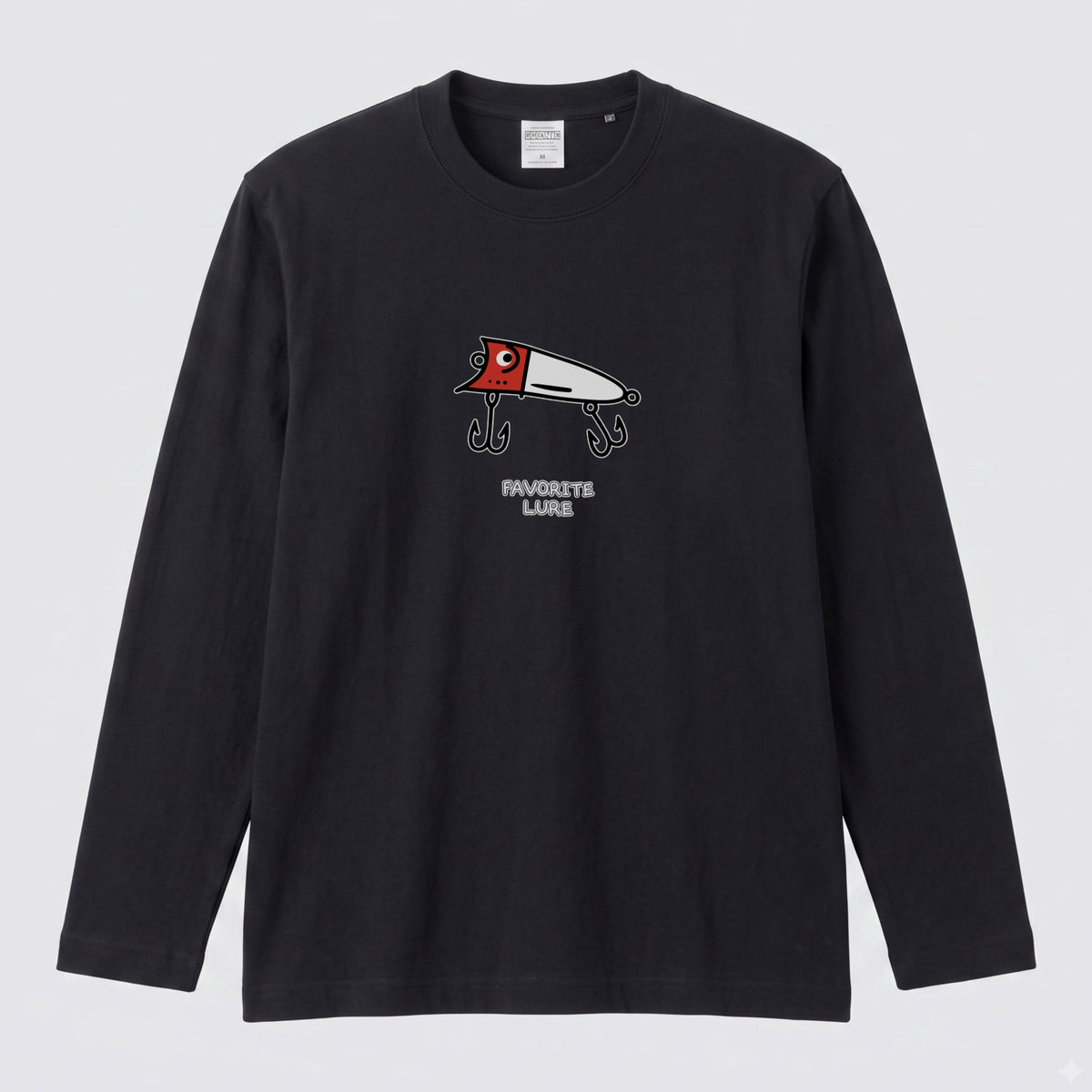 FAVORITE LURE | レッドヘッド ポッパー ルアー 釣り かわいい ポップ イラスト グラフィック 長袖Tシャツ【釣り雑貨・バス釣り・カジュアル・ギフトに最適】