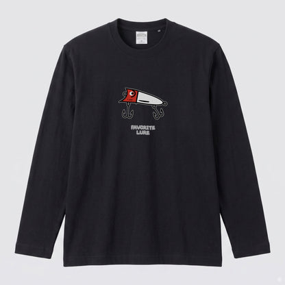 FAVORITE LURE | レッドヘッド ポッパー ルアー 釣り かわいい ポップ イラスト グラフィック 長袖Tシャツ【釣り雑貨・バス釣り・カジュアル・ギフトに最適】