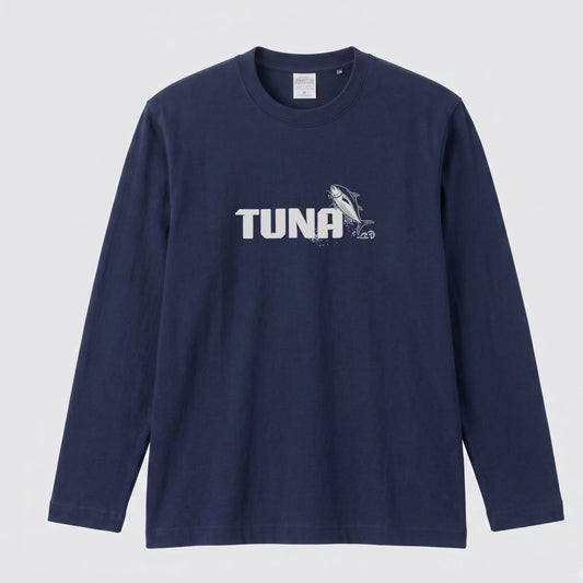 TUNA | 鮪 マグロ イラスト 英字 シンプル ワンポイント 長袖Tシャツ【釣り男子・釣りガール・ストリート・ギフト】
