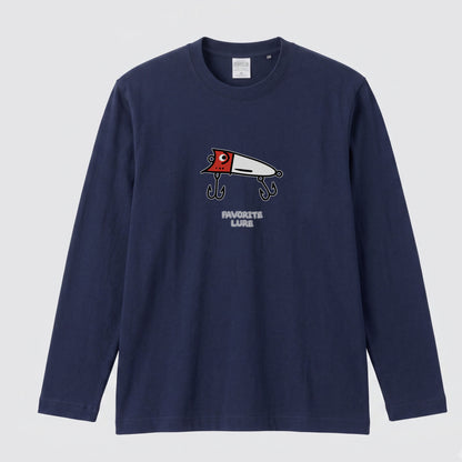 FAVORITE LURE | レッドヘッド ポッパー ルアー 釣り かわいい ポップ イラスト グラフィック 長袖Tシャツ【釣り雑貨・バス釣り・カジュアル・ギフトに最適】