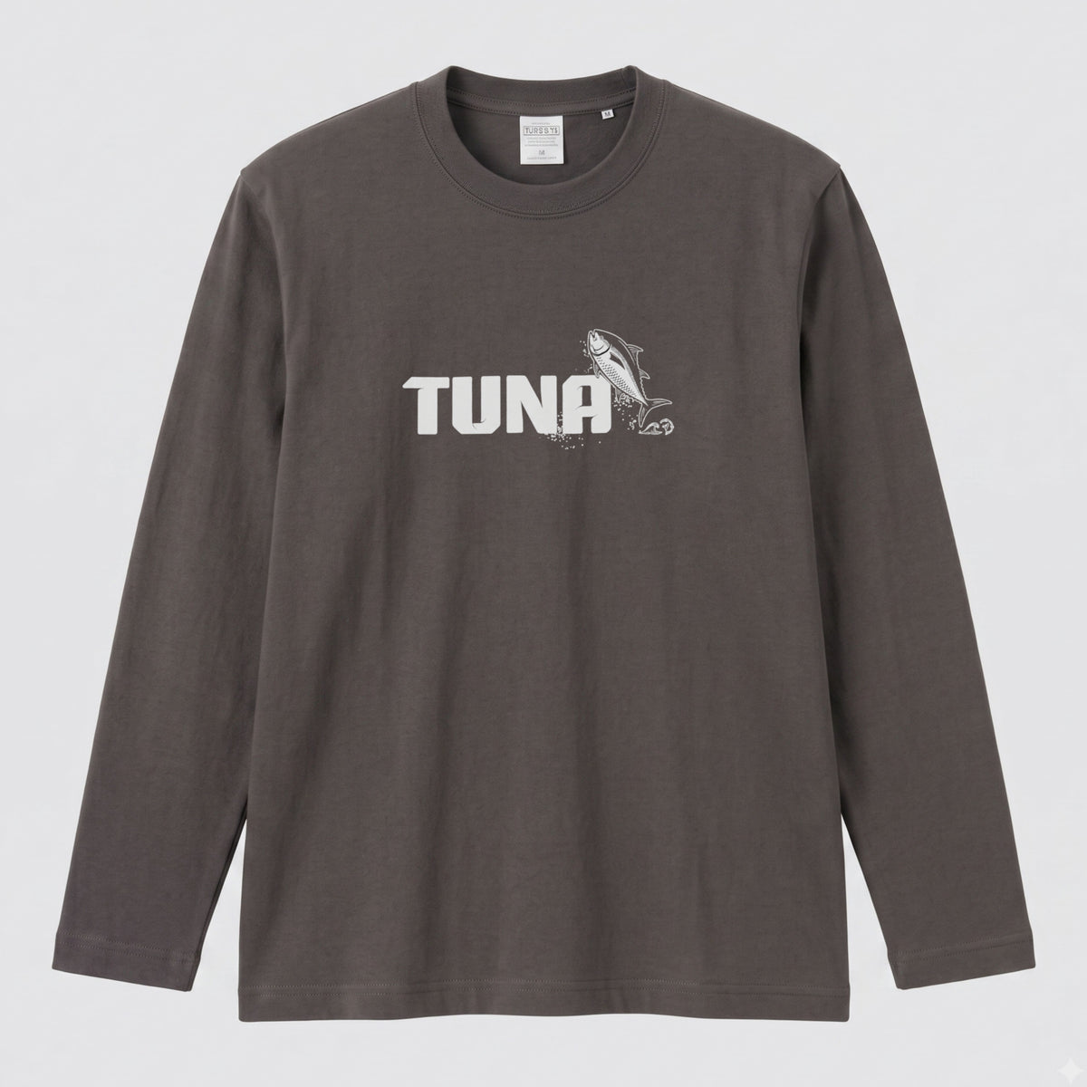 TUNA | 鮪 マグロ イラスト 英字 シンプル ワンポイント 長袖Tシャツ【釣り男子・釣りガール・ストリート・ギフト】