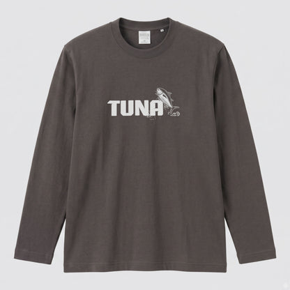 TUNA | 鮪 マグロ イラスト 英字 シンプル ワンポイント 長袖Tシャツ【釣り男子・釣りガール・ストリート・ギフト】