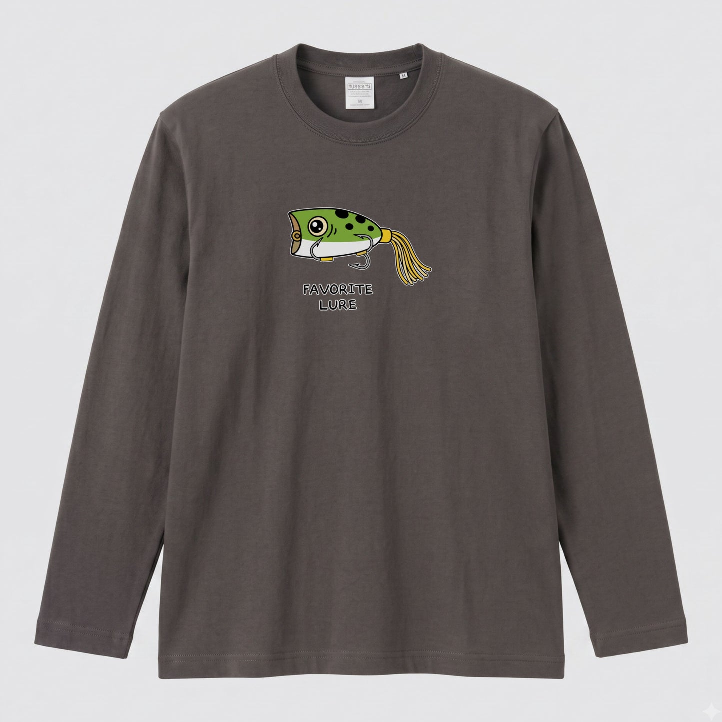 FAVORITE LURE | ポッパー ルアー 釣り かわいい ポップ イラスト グラフィック 長袖Tシャツ【釣り雑貨・バス釣り・カジュアル・ギフトに最適】