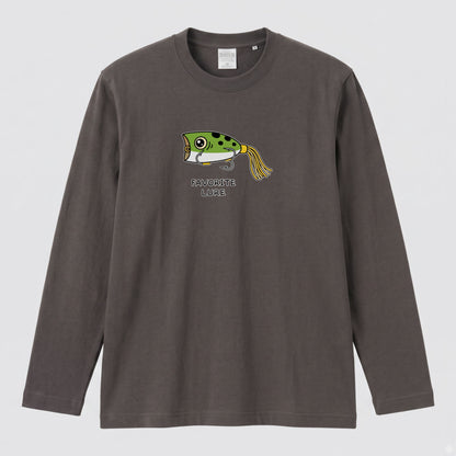 FAVORITE LURE | ポッパー ルアー 釣り かわいい ポップ イラスト グラフィック 長袖Tシャツ【釣り雑貨・バス釣り・カジュアル・ギフトに最適】