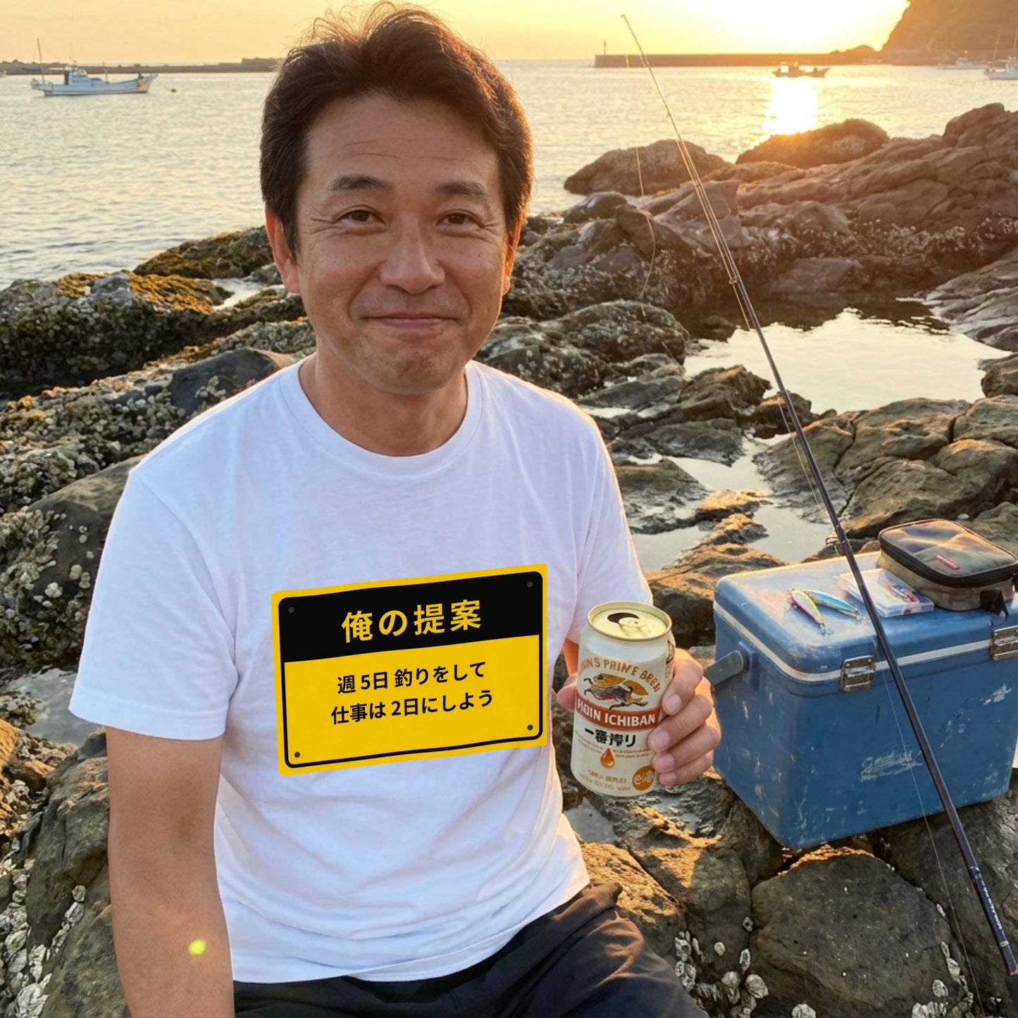 俺の提案 週5日釣りをして仕事は2日にしよう Tシャツ | 釣りバカ・バス釣り・おもしろ・ネタ・フィッシングに人気
