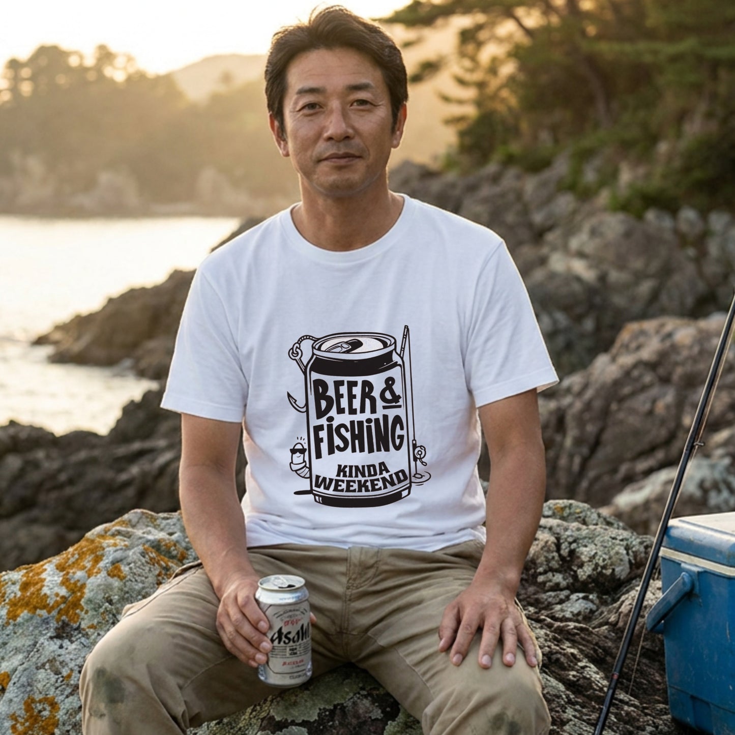 【BEER & FISHING KINDA WEEKEND】おしゃれ 釣り白Tシャツ | CASTMODE