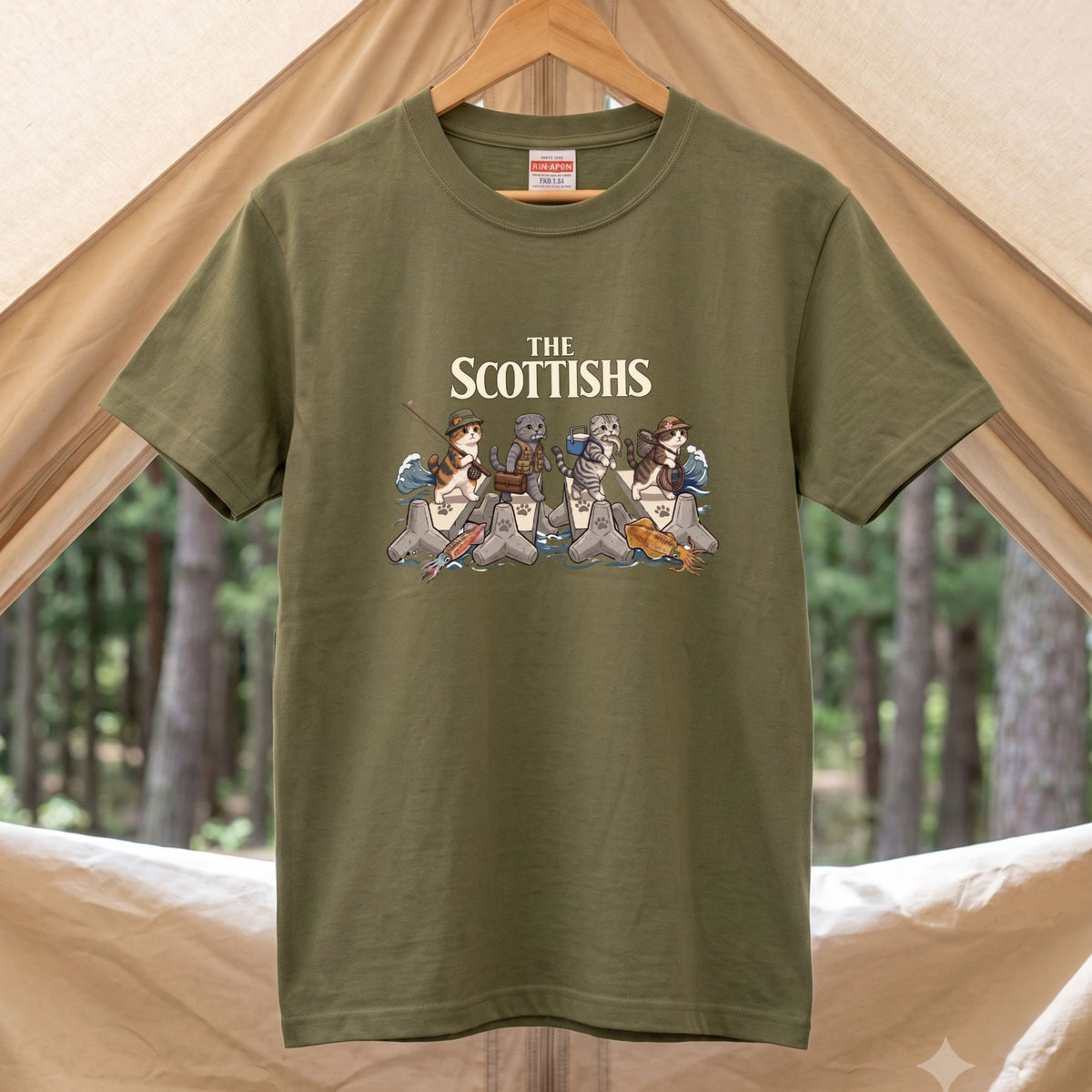 THE SCOTTISHS 釣り猫デザイン Tシャツ | CASTMODE