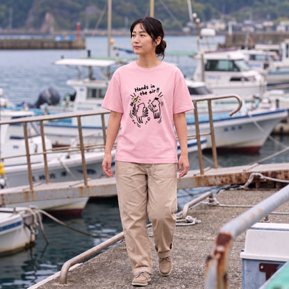 Hands in the air イカ エギング おもしろ 釣り Tシャツ ｜フロントプリント