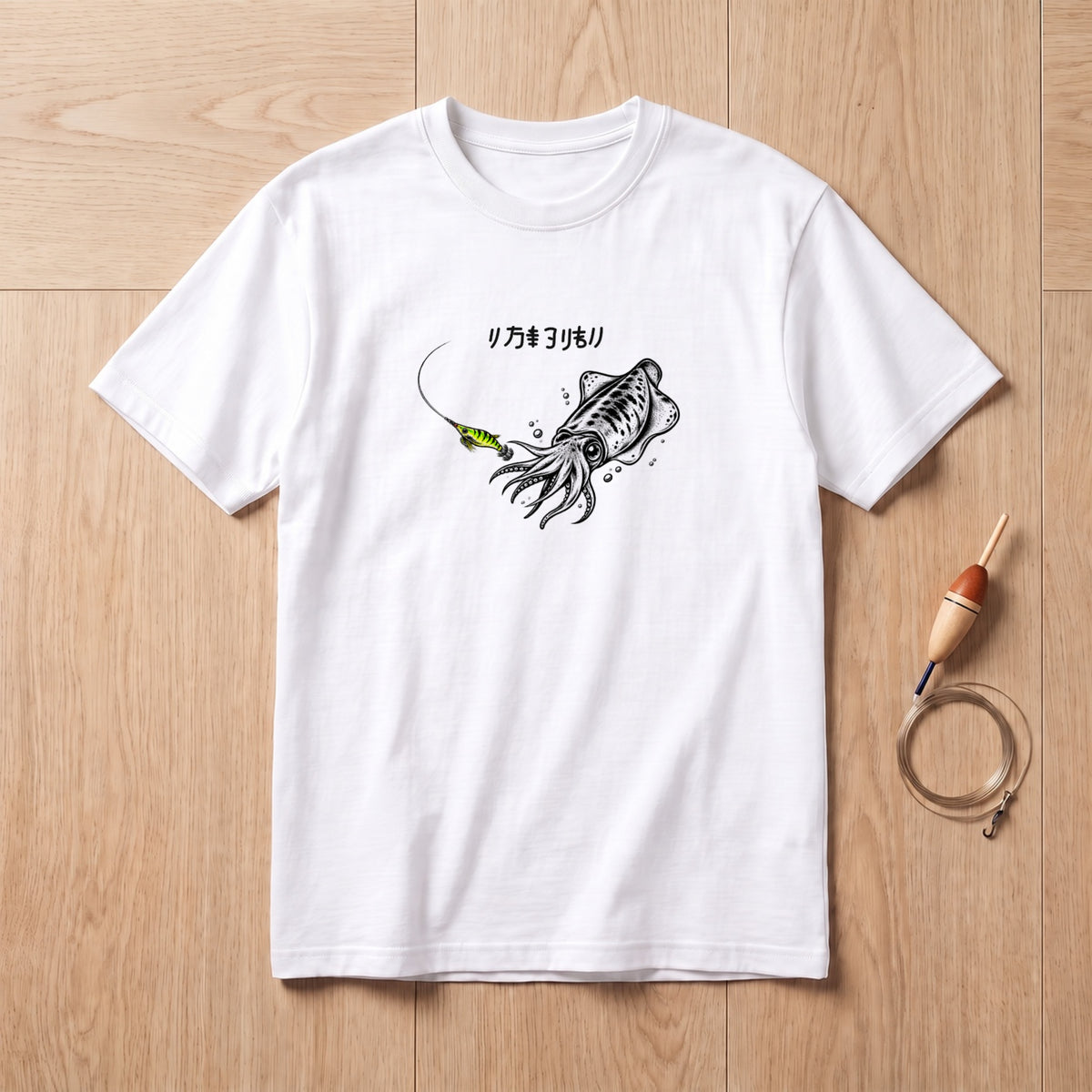 アオリイカ エギング ヒット おもしろ 釣り Tシャツ ｜フロントプリント