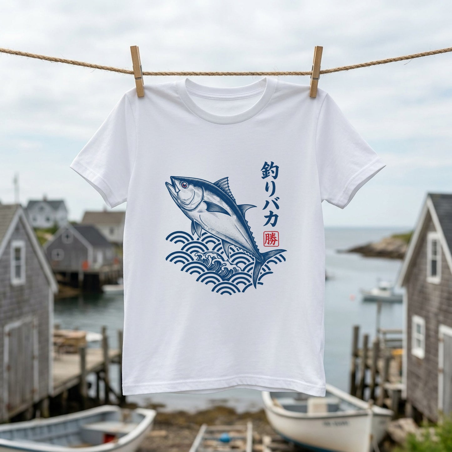【釣りバカ・浮世絵風和風デザイン】白Tシャツ | CASTMODE