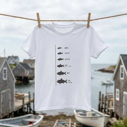 出世魚ブリ Tシャツ 関東版｜ワカシ→イナダ→ワラサ→ブリ | CASTMODE
