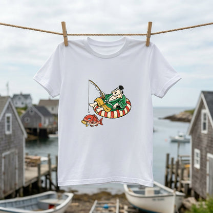 EBISU SUMMER | 手描き風 恵比寿様 釣り タイ バカンス グラフィック Tシャツ【和風レトロ・釣り人・普段着・オシャレ・ギフトに最適】
