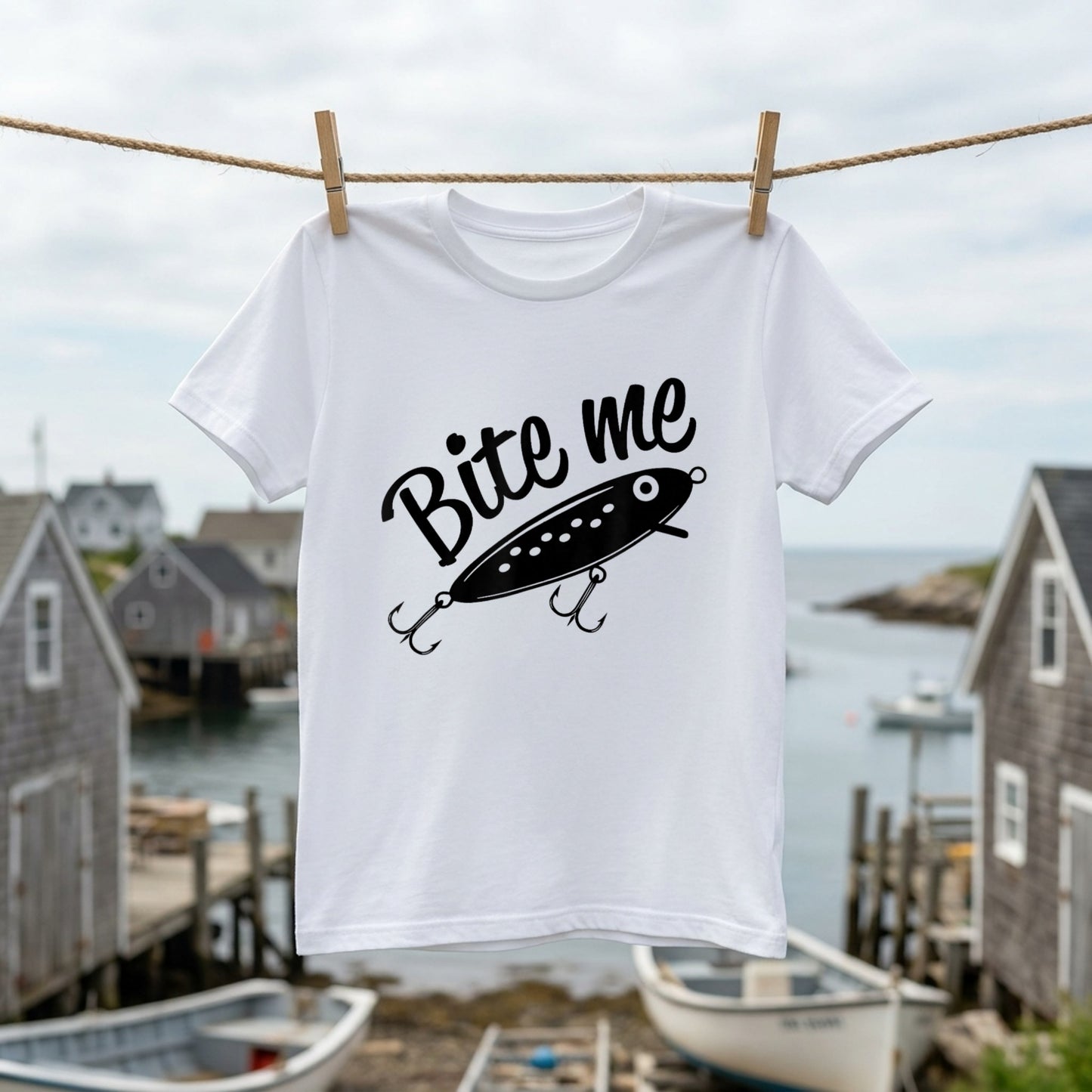 「Bite me」ルアー イラスト Tシャツ - おもしろ 釣り 服 | CASTMODE