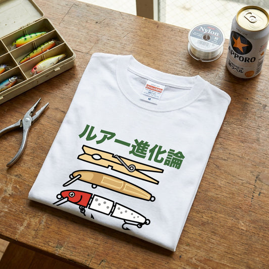 ルアー進化論 イラスト白Tシャツ | CASTMODE