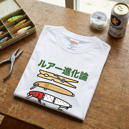 ルアー進化論 イラスト白Tシャツ | CASTMODE