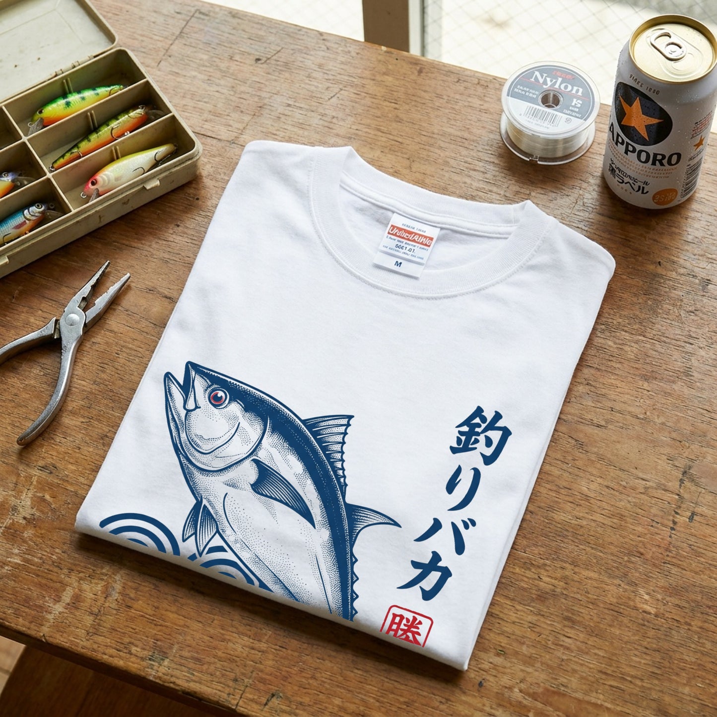 【釣りバカ・浮世絵風和風デザイン】白Tシャツ | CASTMODE