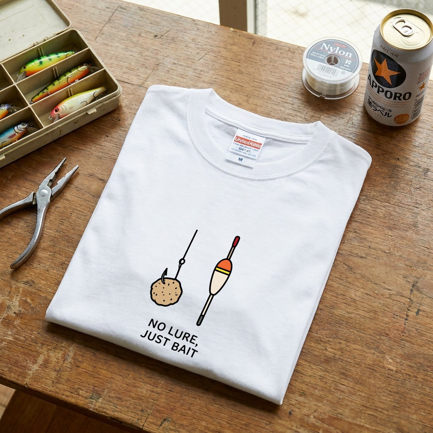 No Lure Just Bait 餌釣りデザインTシャツ | CASTMODE
