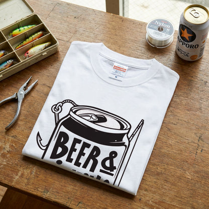【BEER & FISHING KINDA WEEKEND】おしゃれ 釣り白Tシャツ | CASTMODE