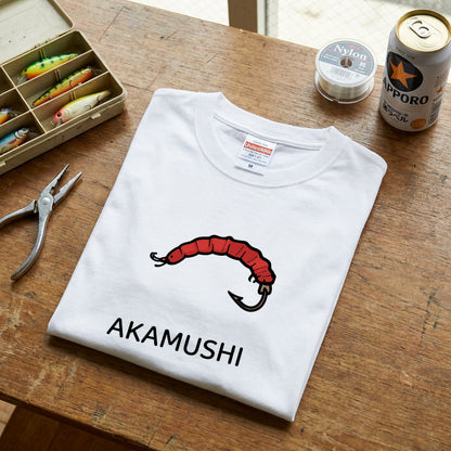 AKAMUSHI 赤虫デザイン白Tシャツ | CASTMODE