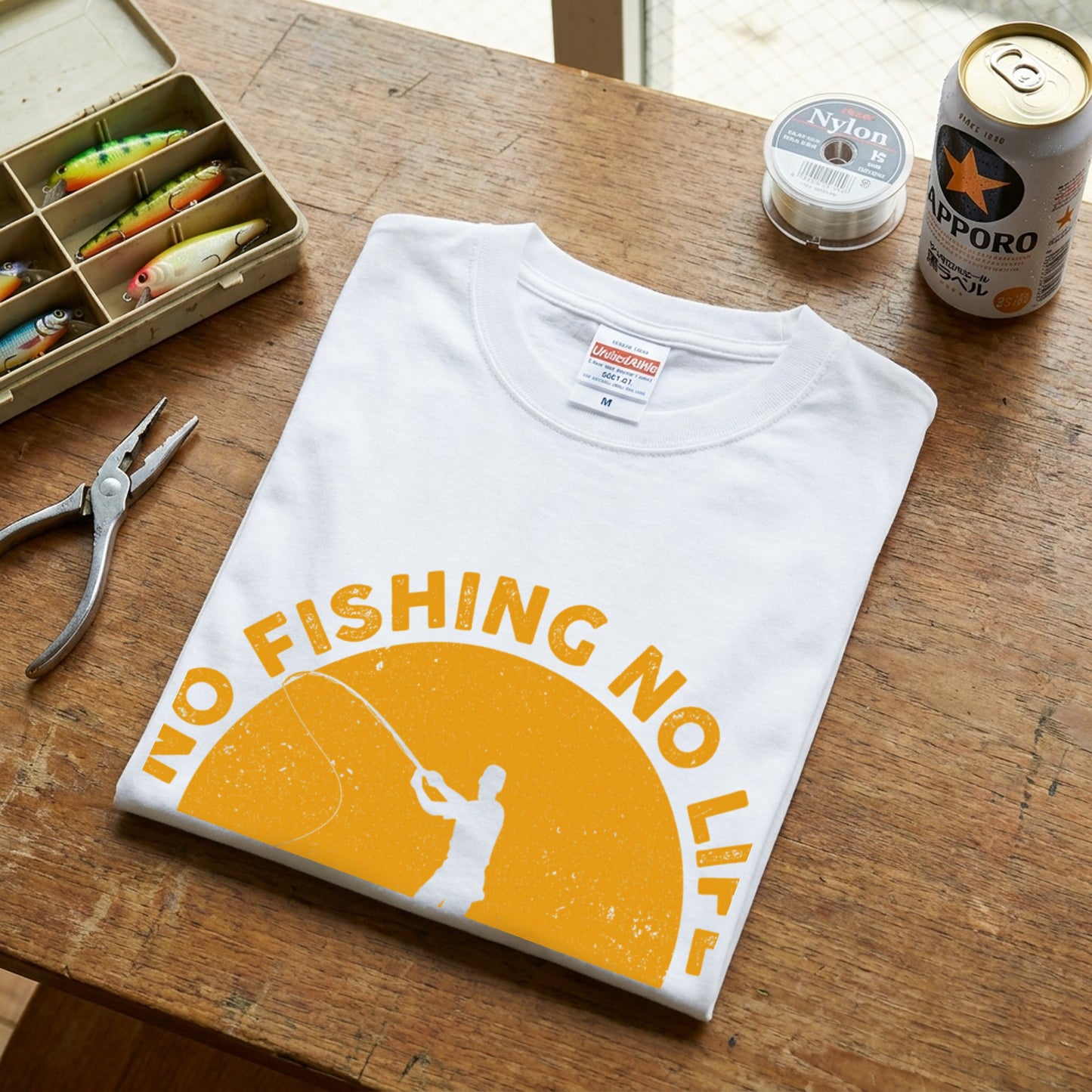 「NO FISHING NO LIFE」夕日 船釣り Tシャツ - かっこいい 釣り 服 | CASTMODE