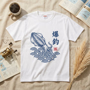 【爆釣・浮世絵風イカデザイン】白Tシャツ | CASTMODE