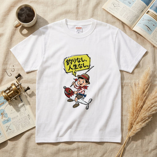 釣りなし、人生なし。Tシャツ | 釣り少年・ルアー・釣りバカ・昭和レトロ・フィッシング・アウトドアに人気