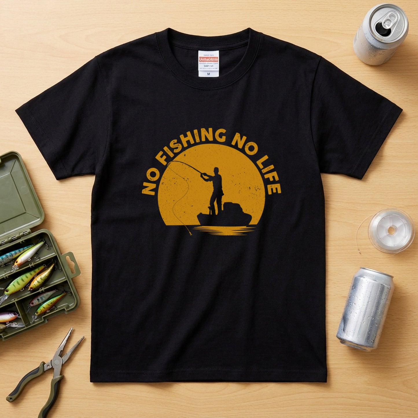 「NO FISHING NO LIFE」夕日 船釣り Tシャツ - かっこいい 釣り 服 | CASTMODE