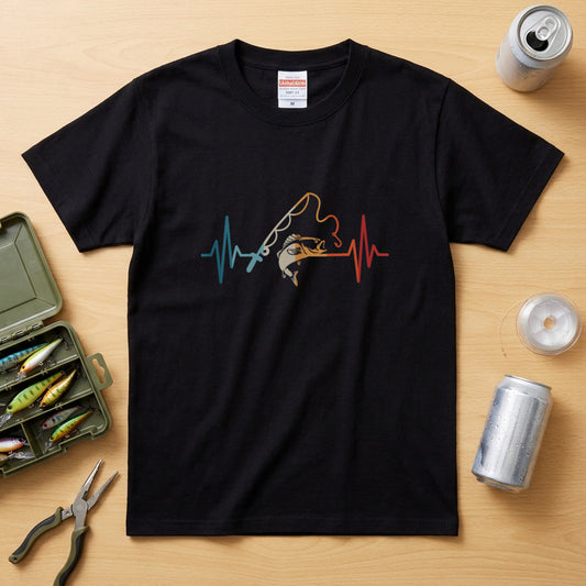 「Fishing Heartbeat / 心電図」フィッシング＆バスグラフィックTシャツ | CASTMODE