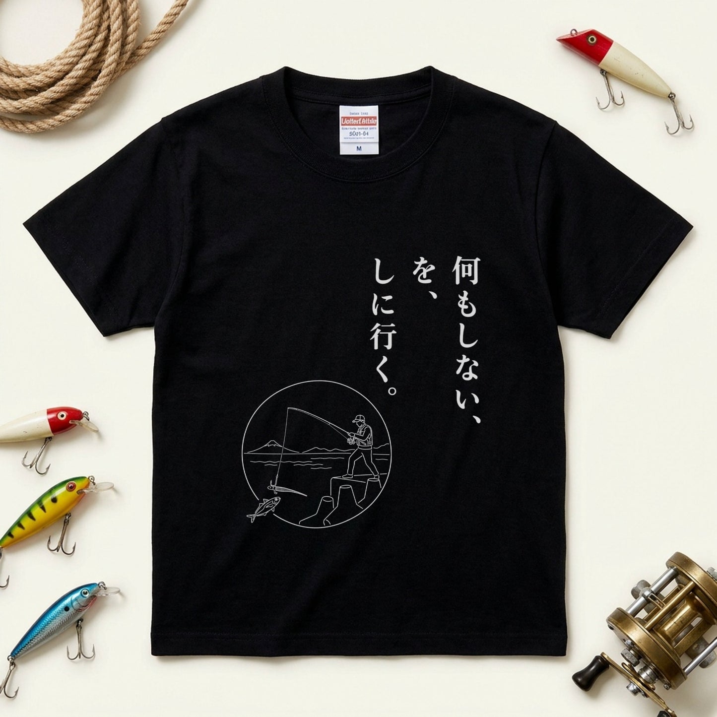 LIGHT SALT GAME | 富士山 堤防 ジグヘッド アジ 描画 Tシャツ【アングラー・釣り好き・イベント・ギフトに最適】
