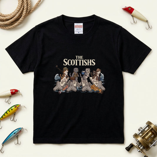 THE SCOTTISHS 釣り猫デザイン Tシャツ | CASTMODE