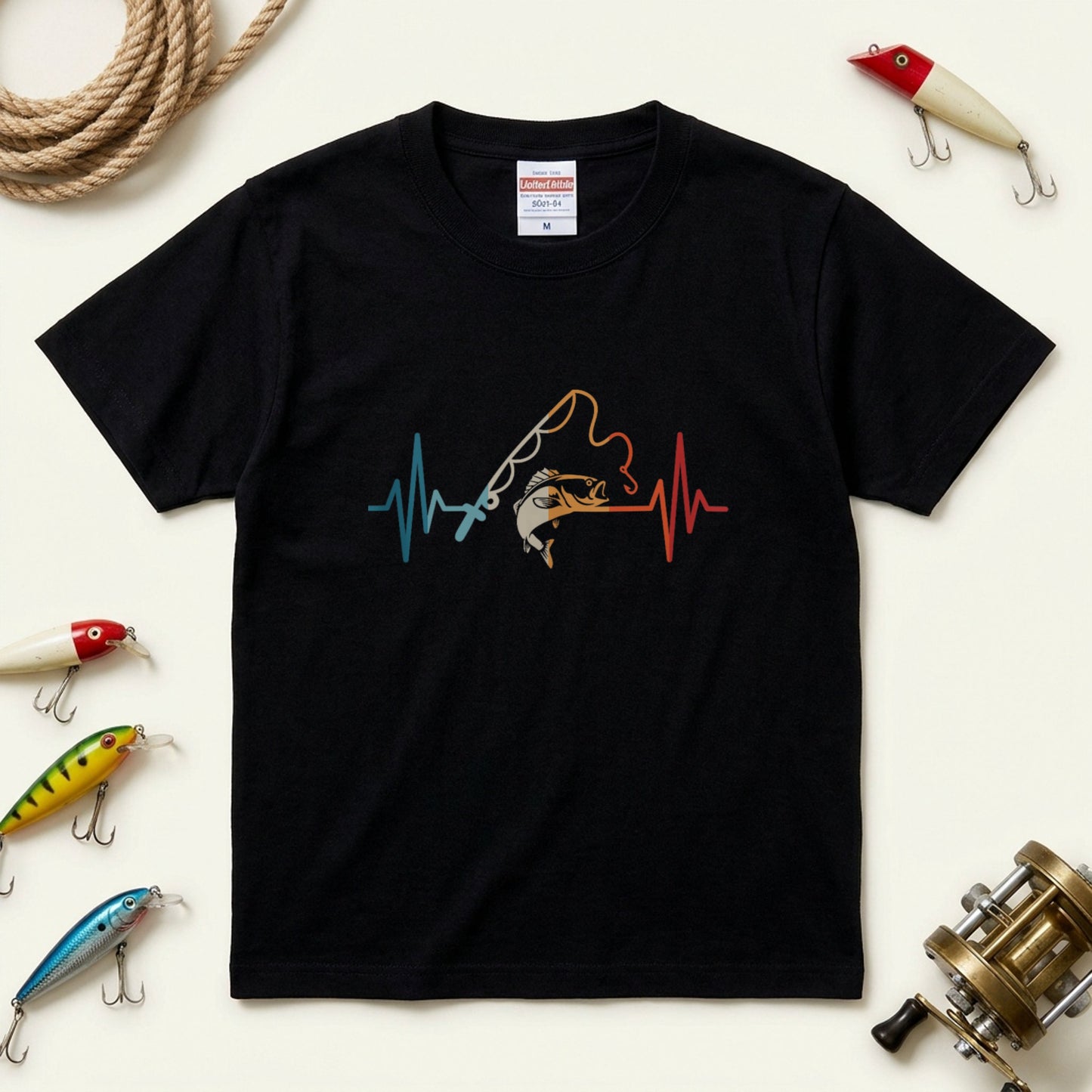 「Fishing Heartbeat / 心電図」フィッシング＆バスグラフィックTシャツ | CASTMODE