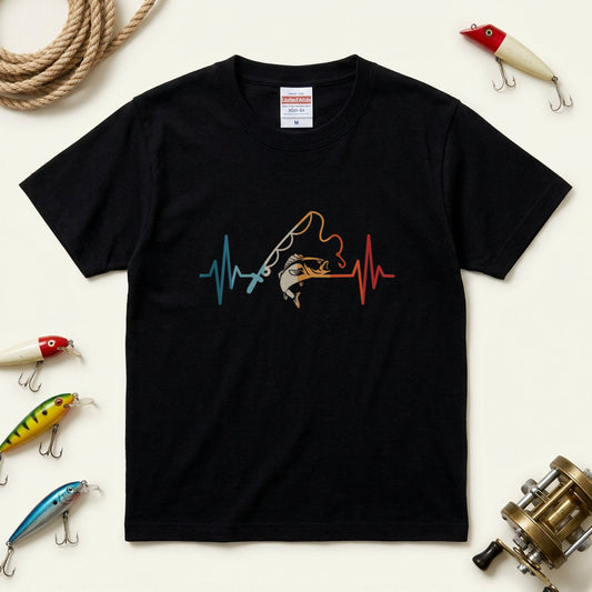 「Fishing Heartbeat / 心電図」フィッシング＆バスグラフィックTシャツ | CASTMODE