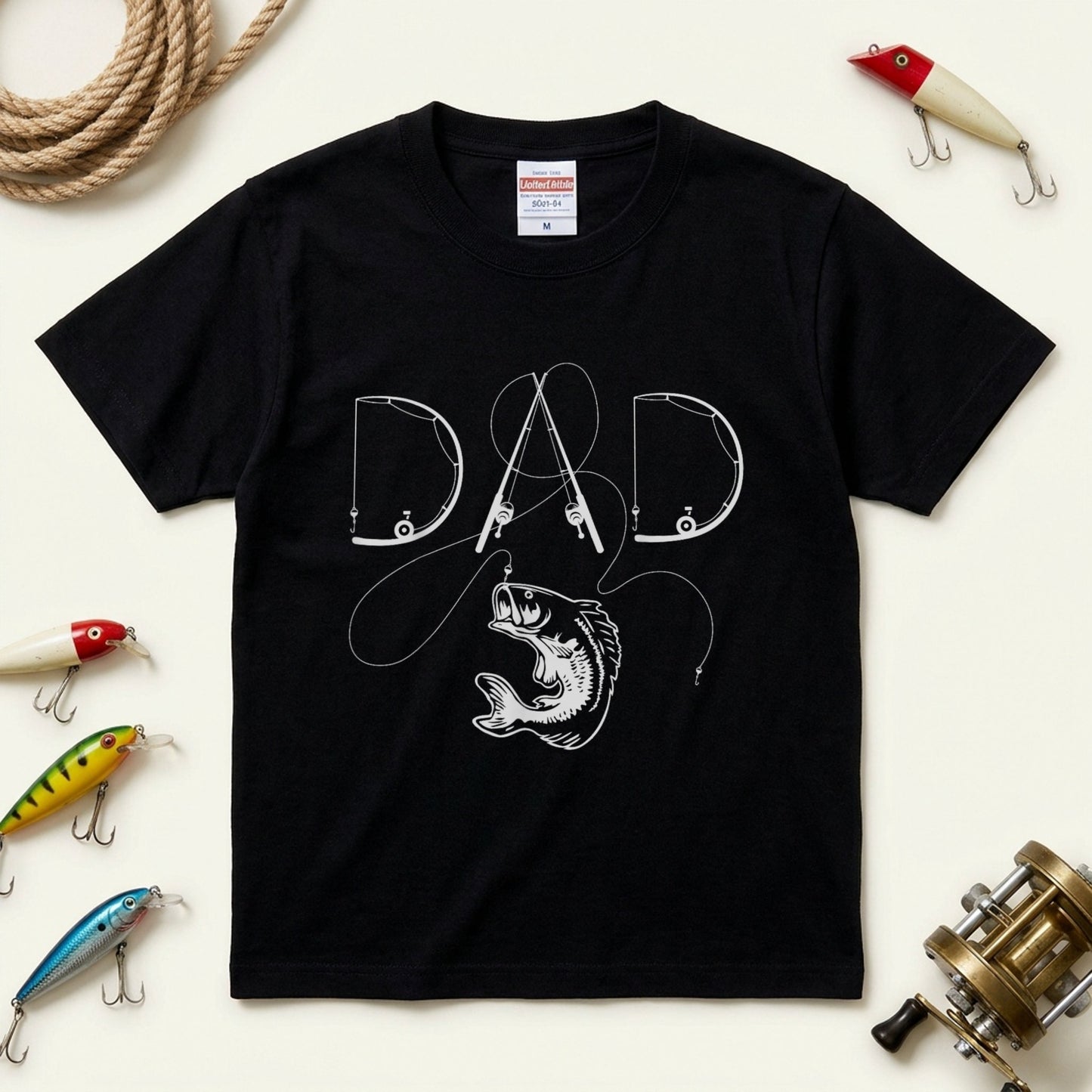 「DAD」釣り竿 アート Tシャツ - 父の日 釣り好き ギフト | CASTMODE