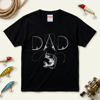 「DAD」釣り竿 アート Tシャツ - 父の日 釣り好き ギフト | CASTMODE