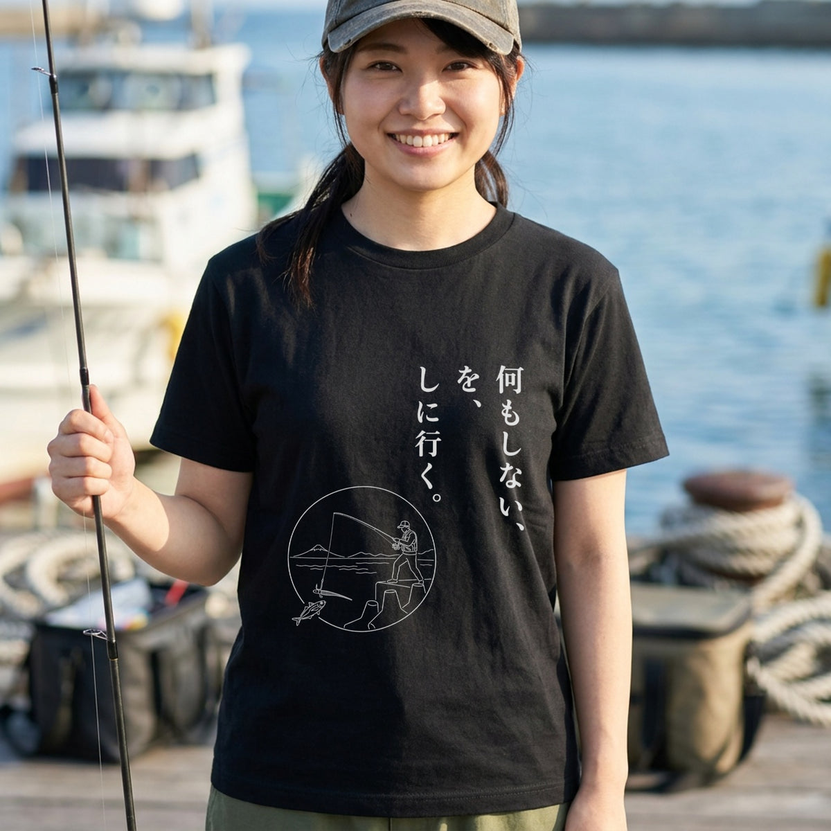 LIGHT SALT GAME | 富士山 堤防 ジグヘッド アジ 描画 Tシャツ【アングラー・釣り好き・イベント・ギフトに最適】