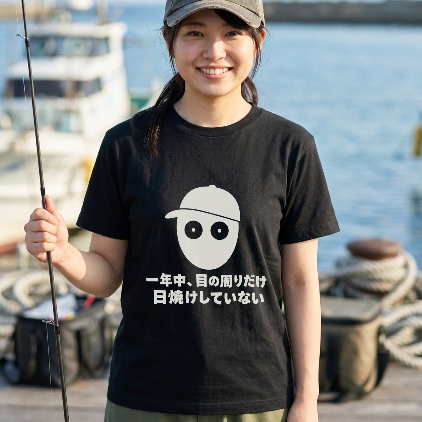 一年中、目の周りだけ日焼けしていない Tシャツ｜釣り人あるある
