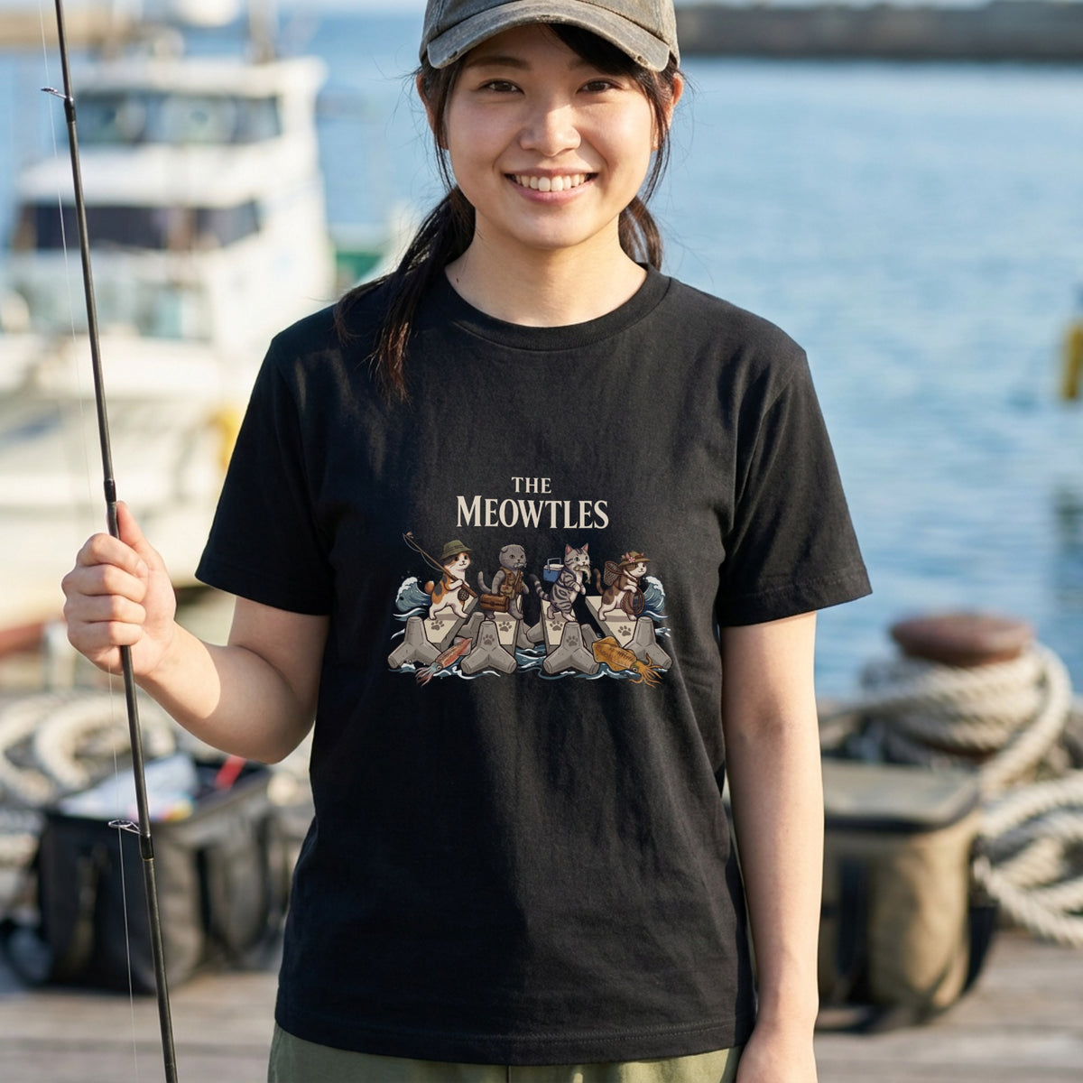 THE MEOWTLES 釣り猫 Tシャツ | CASTMODE