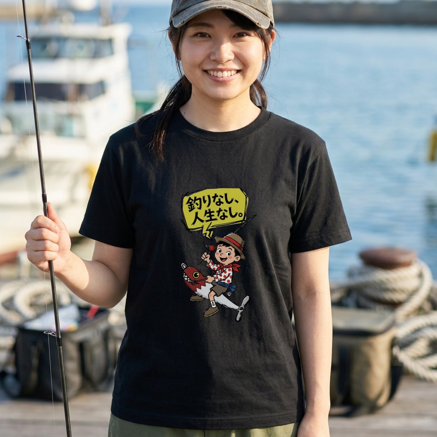 釣りなし、人生なし。Tシャツ | 釣り少年・ルアー・釣りバカ・昭和レトロ・フィッシング・アウトドアに人気