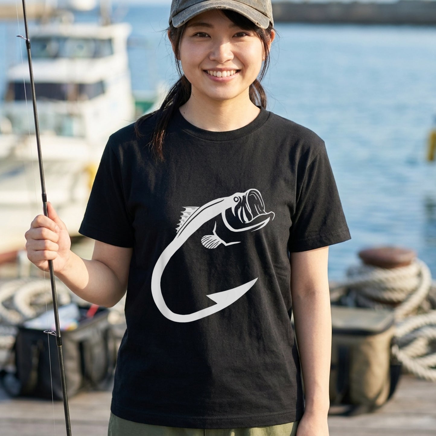 ブラックバス フック アート Tシャツ - バスフィッシング ウェア | CASTMODE
