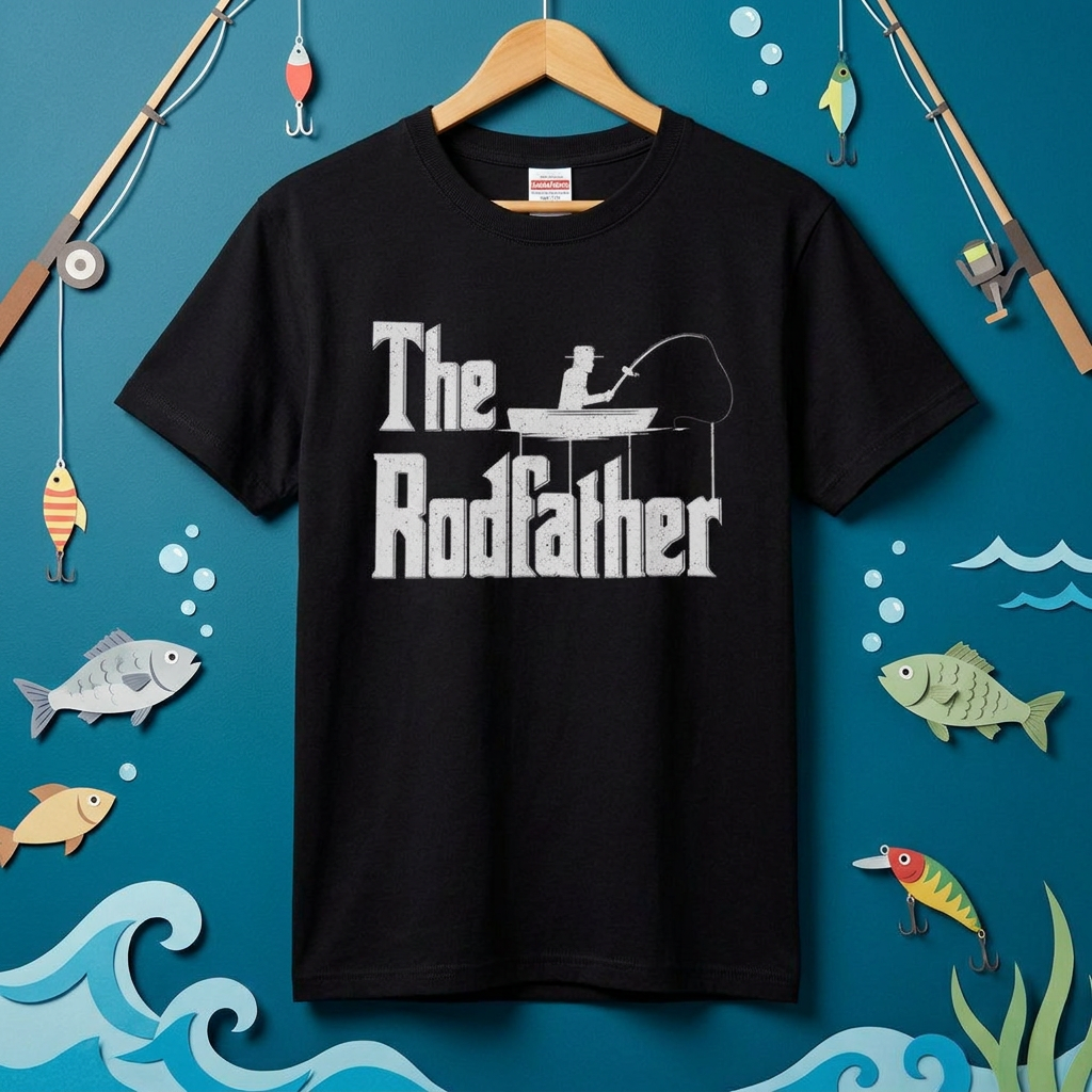 「The Rodfather」ゴッドファーザー パロディ 釣り Tシャツ - 釣り 服 | CASTMODE