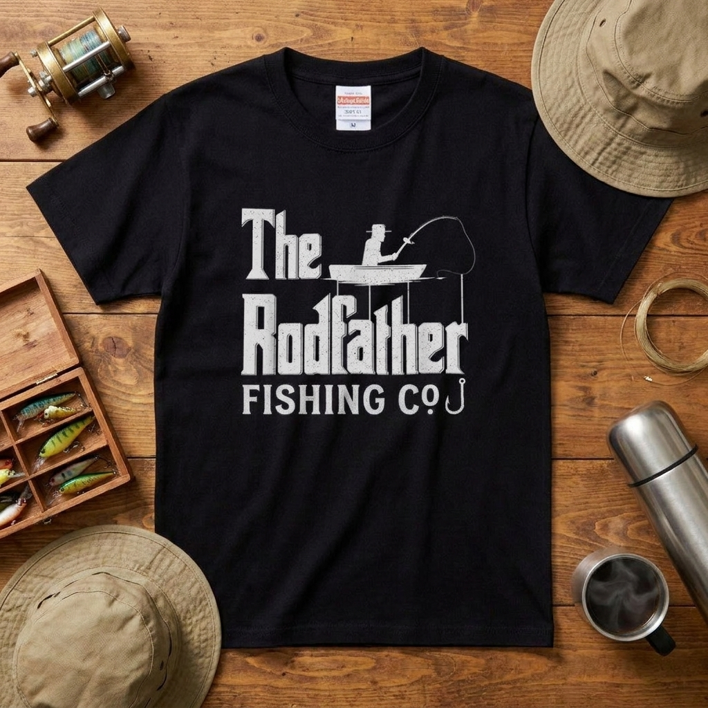 「The Rodfather」ゴッドファーザー パロディ 釣り Tシャツ - 釣り 服 | CASTMODE