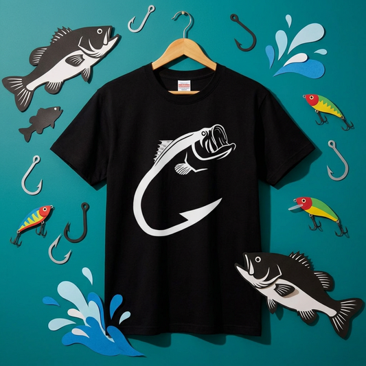 ブラックバス フック アート Tシャツ - バスフィッシング ウェア | CASTMODE